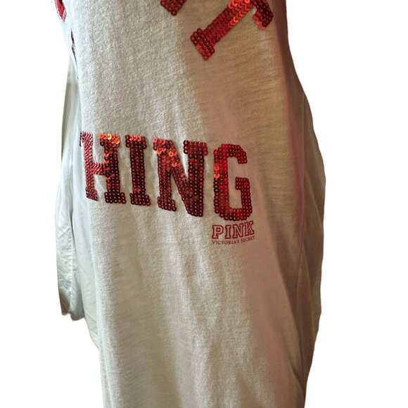 PINK Victoria’s Secret Christmas Sequin All I Want Is Everything Long Sleeve Top - Picture 2 of 8